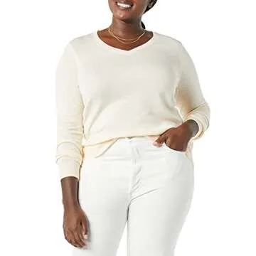 Amazon Essentials Women's Classic-Fit Lightweight Long-Sleeve V-Neck Sweater (Available in Plus Size), Pale Peach, XX-Large