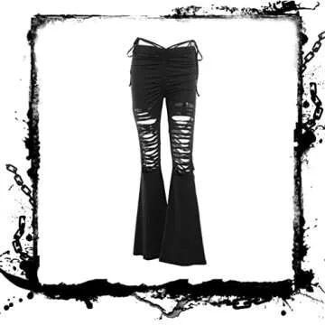 Instobig Black Bell Bottom Pants for Women Edgy Gothic Style