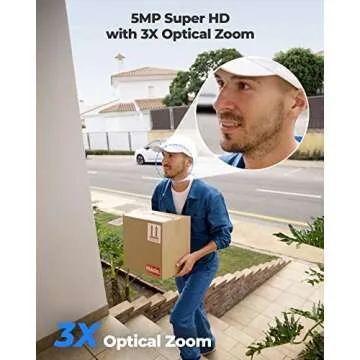 REOLINK E1 Outdoor Plug-in WiFi Security Camera, 5MP HD PTZ Camera for Home Security, Motion Tracking, 5GHz WiFi, 3X Optical Zoom, Person Vehicle Detection, Spotlight Color Night Vision, APP Control