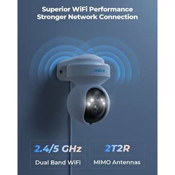 REOLINK E1 Outdoor Plug-in WiFi Security Camera, 5MP HD PTZ Camera for Home Security, Motion Tracking, 5GHz WiFi, 3X Optical Zoom, Person Vehicle Detection, Spotlight Color Night Vision, APP Control