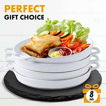 Bruntmor Ceramic Serving Platter Set of 4 - Elegant Baking Dishes with Handles - 8" Porcelain Matte ...