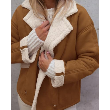 PRETTYGARDEN Women's Cozy Fleece Lined Suede Coat