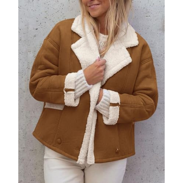 PRETTYGARDEN Women's Cozy Fleece Lined Suede Coat