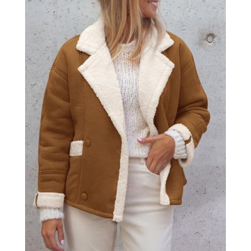 PRETTYGARDEN Women's Cozy Fleece Lined Suede Coat