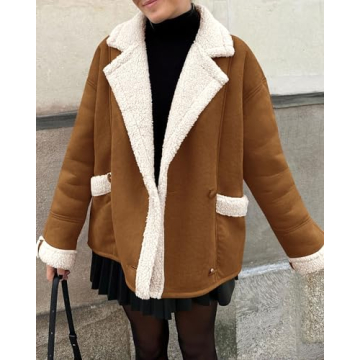 PRETTYGARDEN Women's Cozy Fleece Lined Suede Coat