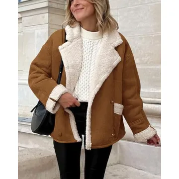 PRETTYGARDEN Women's Cozy Fleece Lined Suede Coat