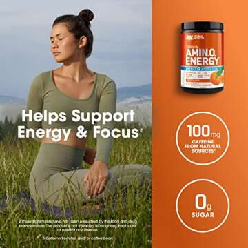 Optimum Nutrition Amino Energy Powder Plus Hydration, with BCAA, Electrolytes, and Caffeine, Tangerine Wave, 30 Servings (Packaging May Vary)