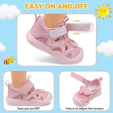 FEETCITY Boys Girls Wide Sneakers - Comfortable Toddler Athletic Shoes in Pink