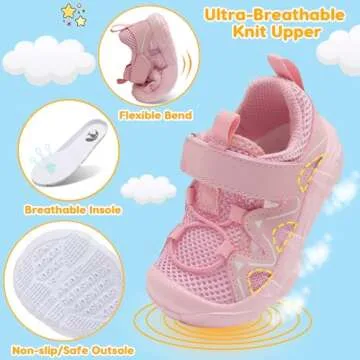 FEETCITY Boys Girls Wide Sports Sneakers for Toddlers