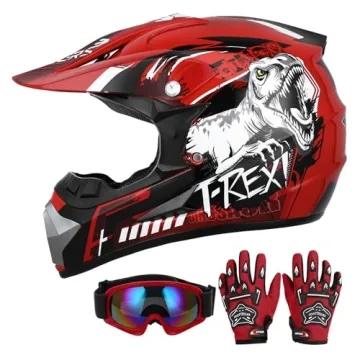 OUMURS DOT Youth Dirt Bike Helmet with Goggles & Gloves for 5-14 Years Old, Kid ATV Helmet for Youth...