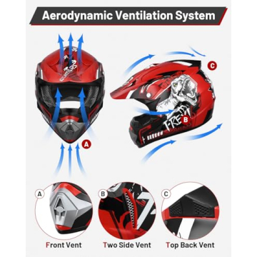OUMURS DOT Youth Dirt Bike Helmet with Goggles & Gloves for 5-14 Years Old, Kid ATV Helmet for Youth Boys Girls, Four Wheeler Helmet Kids, Motocross BMX MX UTV Offroad Street Go Kart Riding Dirt Bike