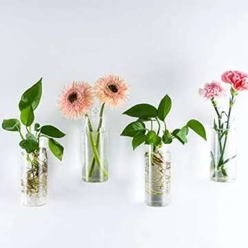 Kingbuy Glass Planter Terrarium Plant Propagation Station Wall Hanging for Home Office Decor, Medium Cylinder, 2 Pack