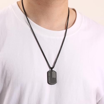 HEYOLL Gifts for Brother from Sister, To My Brother Dog Tag Necklace Best Brother Ever American Flag Pendant Jewelry Presents Valentines Birthday Christmas Gifts Men Teenage Boys Ages Black
