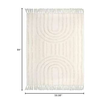 Lanffia Boho Area Rug 5' x 7'，Tufted Cotton Rainbow Living Room Rug Hand Woven Washable Farmhouse ...