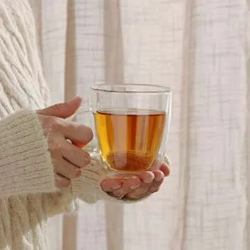 Elegant Double Walled Glass Coffee Mugs Set of 4