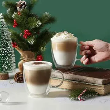 Elegant Double Walled Glass Coffee Mugs Set of 4