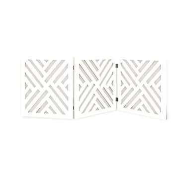 Elegant Indoor/Outdoor Solid Wood Lattice Freestanding Pet Gate 3-Section