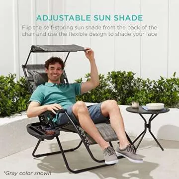 Zero Gravity Folding Recliner Chair with Canopy Shade