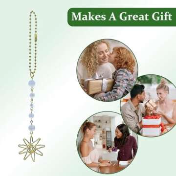 Sun Hanging Car Charm,Green and Gold Rear View Mirror Accessories Cute Boho Dangling Sun Car Decor Handmade Healing Crystals Stones Ornament Gifts for Women Men (Clear)