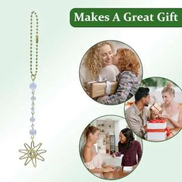 Sun Hanging Car Charm,Green and Gold Rear View Mirror Accessories Cute Boho Dangling Sun Car Decor Handmade Healing Crystals Stones Ornament Gifts for Women Men (Clear)