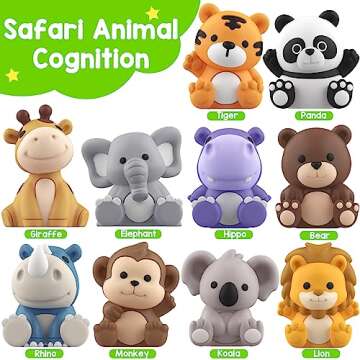 Learning Toys for 1,2,3 Year Olds, 20 Pcs Safari Animals Toy, Counting Skill, Color Matching, Montes...