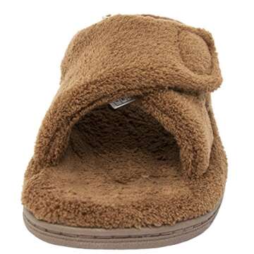 Vionic Women's Indulge Relax Slipper - Ladies Comfortable Cozy Adjustable House Slippers with Concealed Orthotic Arch Support Chestnut 10 Medium US