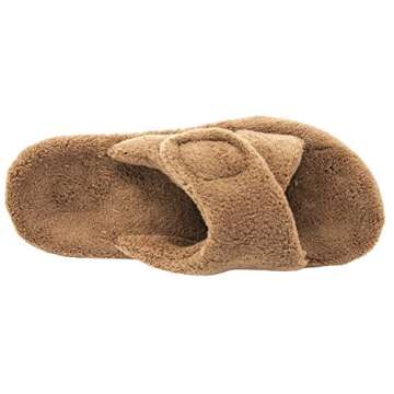 Vionic Women's Indulge Relax Slipper - Ladies Comfortable Cozy Adjustable House Slippers with Concealed Orthotic Arch Support Chestnut 10 Medium US