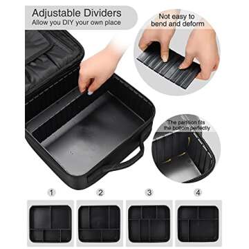 Relavel Makeup Bag, Makeup Organizer Bag Travel Train Case Portable Cosmetic Artist Storage Bag with...