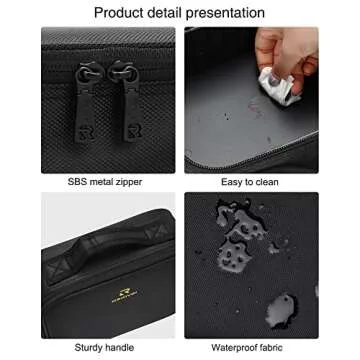 Relavel Makeup Bag, Makeup Organizer Bag Travel Train Case Portable Cosmetic Artist Storage Bag with Adjustable Baffle for Makeup Brush Jewelry (Black)