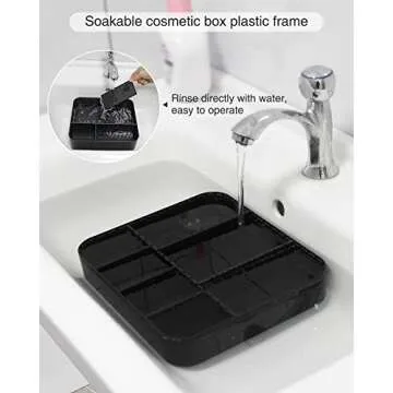 Relavel Makeup Bag, Makeup Organizer Bag Travel Train Case Portable Cosmetic Artist Storage Bag with Adjustable Baffle for Makeup Brush Jewelry (Black)