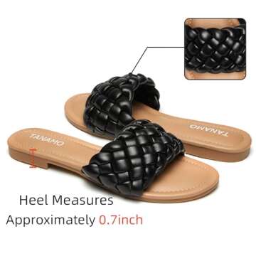 Tanamo Womens Sandals Fashion Comfortable Braided Flats Sandals Slides Round Open Toe Causal Beach 2...