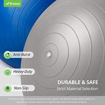 Trideer Yoga Ball - Heavy Duty Exercise Ball with Pump