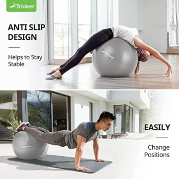 Trideer Yoga Ball - Heavy Duty Exercise Ball with Pump