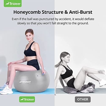 Trideer Yoga Ball - Heavy Duty Exercise Ball with Pump
