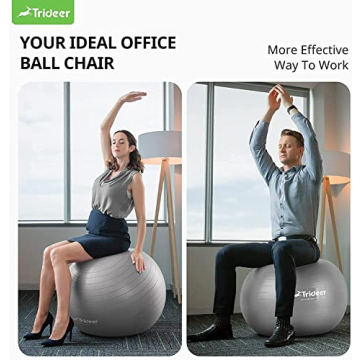 Trideer Yoga Ball - Heavy Duty Exercise Ball with Pump