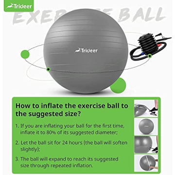 Trideer Yoga Ball - Heavy Duty Exercise Ball with Pump