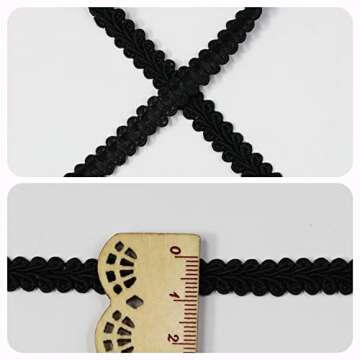 Gimp Braid Trim 22 Yards 0.8cm/0.3in Black Fabric Decorative Webbing for All Kinds of Sewn Garments,...