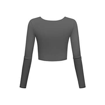 Long Sleeve Crop Tops for Women Workout Basic Clothes for Teen Ladies Fitted Slim Scoop Neck Cute Yo...