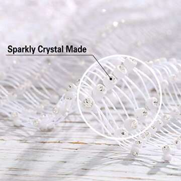 DRESBE Rhinestone Mesh Body Chains Hollow Tank Tops Bikini Crop Top Party Body Jewelry Accessories for Women (White-O Neck-S)