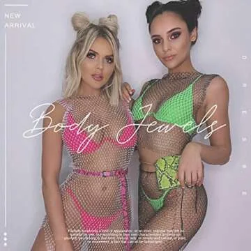 DRESBE Rhinestone Mesh Body Chains Hollow Tank Tops Bikini Crop Top Party Body Jewelry Accessories for Women (White-O Neck-S)