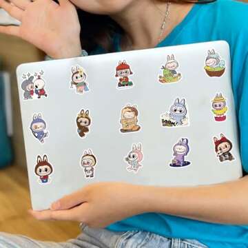 Labubu Cartoon Stickers 100pcs for Water Bottle & Skateboard