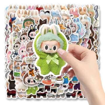 Labubu Cartoon Stickers 100pcs for Water Bottle & Skateboard