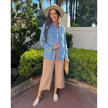 luvamia Denim Shacket Women Oversized Jean Jacket For Women Light Blue Button Down Shirt Women Jean Jackets For Women Fashion Womens Fall Jackets Denim Button Down Shirt Women Size Small Size 4 6