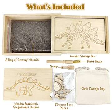Dinosaur Excavation Archaeology Dig Kit for Kids, Fossil Explore Sensory Bin Toys, Dino Skeletons Bo...