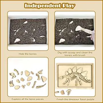 Dinosaur Excavation Archaeology Dig Kit for Kids, Fossil Explore Sensory Bin Toys, Dino Skeletons Bones Puzzle Game, Archaeology Science STEM Toys for Boys and Girls (Stegosaurus)
