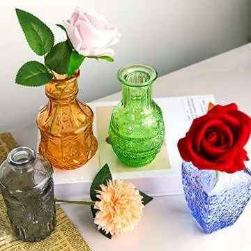 Colorful Glass Bud Vases Set of 12 for Home and Gifts