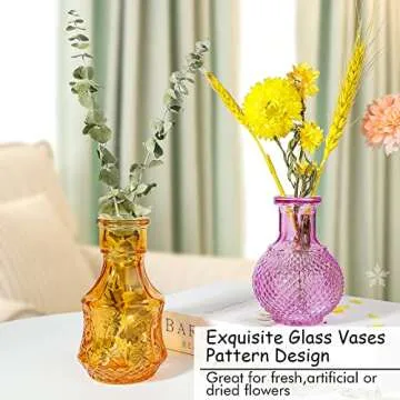 Colorful Glass Bud Vases Set of 12 for Home and Gifts