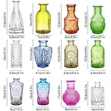 Colorful Glass Bud Vases Set of 12 for Home and Gifts