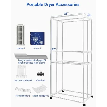 KASYDoFF 1600W Portable Clothes Dryer Rack in 3-Tier Design
