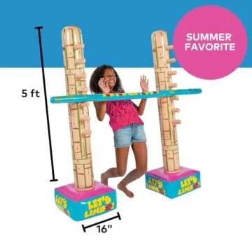 Fun Express Limbo Game, 5 Feet Tall, How Low Can You Go Vinyl Limbo Outdoor Game Set, 3 Pieces, Great for Luau, Cookout, Pool Party, Birthday and Summer Outdoor Activities
